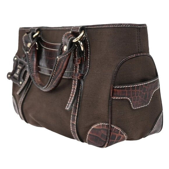CELINE Boogie Macadam Charm Hand Tote Bag Canvas Embossing Leather Brown 69KA854 - Picture 3 of 16